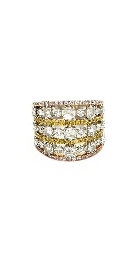 Vintage 18K Gold Fancy Ring with Diamond and Platinum